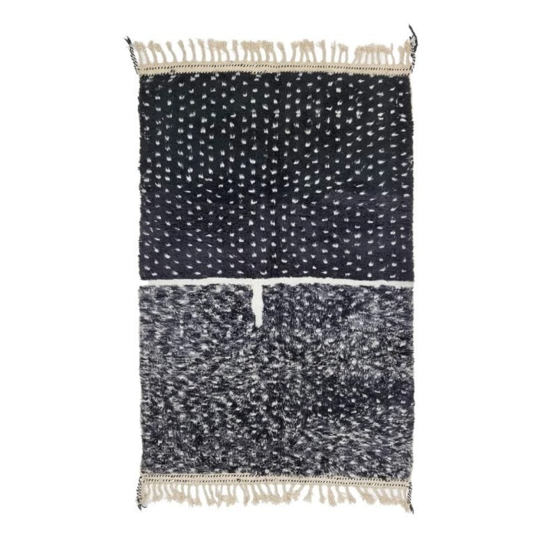 AIZAH-Black & White Moroccan Rug-Custom Beni Ourain Dotted Rug