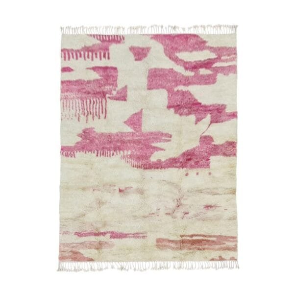 Qamar – Pink and White Moroccan Rug – Custom Wool Sizes