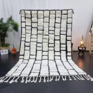 Wafa – Black & White Abstract Moroccan Rug