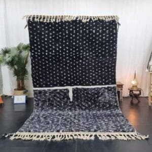 AIZAH-Black & White Moroccan Rug-Custom Beni Ourain Dotted Rug