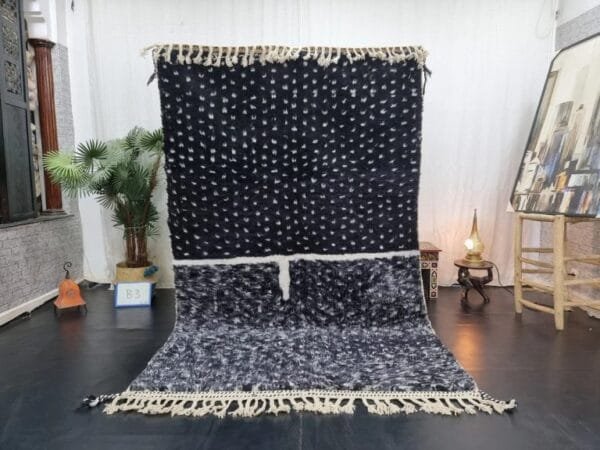 AIZAH-Black & White Moroccan Rug-Custom Beni Ourain Dotted Rug