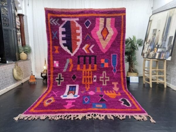 Salma – Vibrant Purple Berber Rug - Abstract Tribal Design