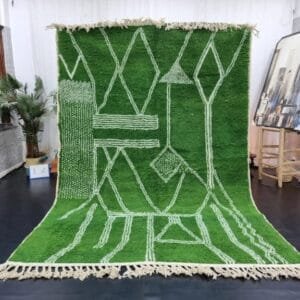 Ikram – Emerald Green Moroccan Rug – Handwoven Elegance