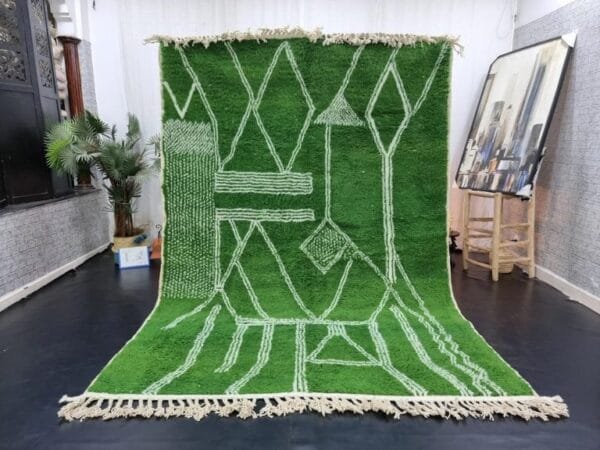 Ikram – Emerald Green Moroccan Rug – Handwoven Elegance