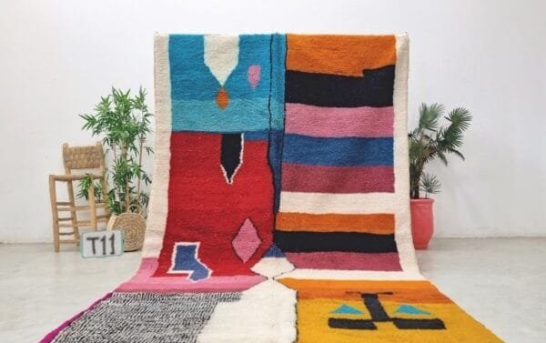 Adila – Vivid Abstract Berber Rug - Handwoven Artistic Charm