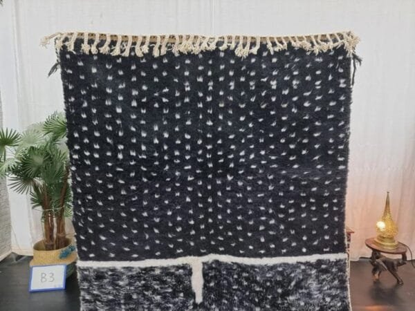 AIZAH-Black & White Moroccan Rug-Custom Beni Ourain Dotted Rug