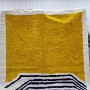 Maha – Modern Abstract Rug - Yellow and Black Stripes
