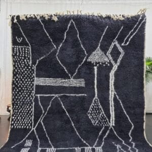 Dihya – Black Berber Rug with White Geometric Patterns