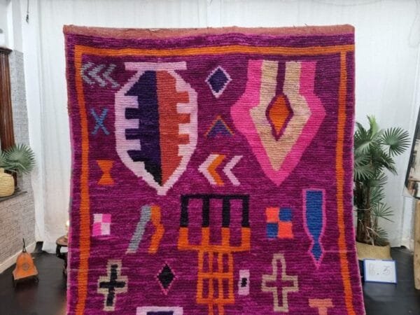 Salma – Vibrant Purple Berber Rug - Abstract Tribal Design