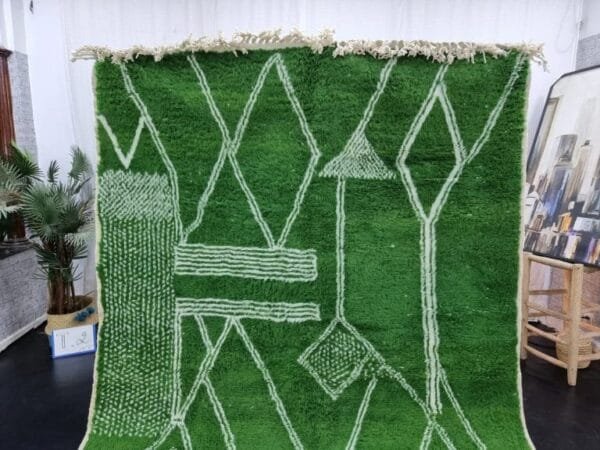 Ikram – Emerald Green Moroccan Rug – Handwoven Elegance