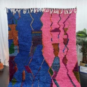 Jamila – Pink and Blue Moroccan Rug – Abstract Design