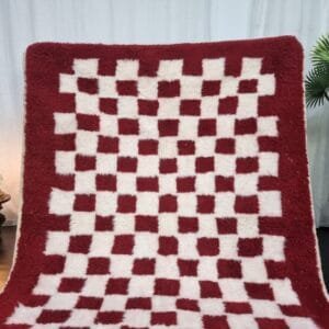 Zahra – Bold Red Moroccan Carpet - Classic Checkered