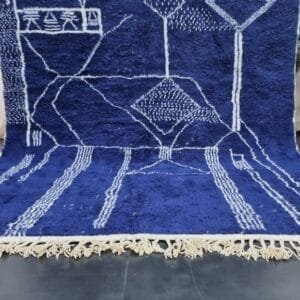 Zina– Indigo Moroccan Rug with White Berber Symbols