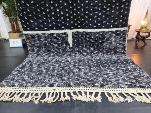 AIZAH-Black & White Moroccan Rug-Custom Beni Ourain Dotted Rug
