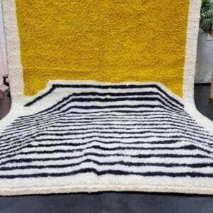 Maha – Modern Abstract Rug - Yellow and Black Stripes