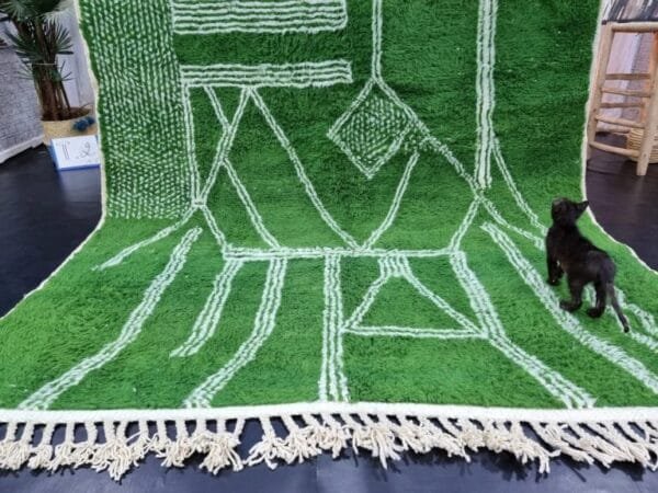 Ikram – Emerald Green Moroccan Rug – Handwoven Elegance