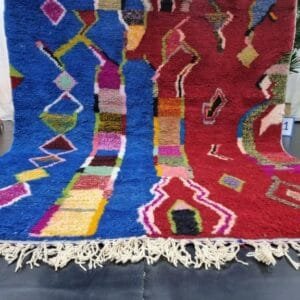 Tiziri – Red and Blue Moroccan Rug - Colorful Berber Artistry