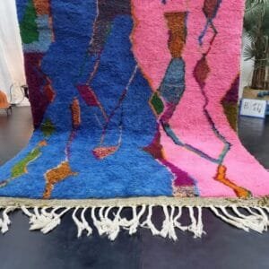 Jamila – Pink and Blue Moroccan Rug – Abstract Design