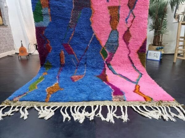 Jamila – Pink and Blue Moroccan Rug – Abstract Design