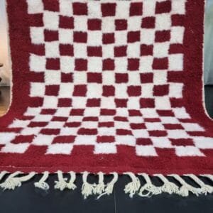 Zahra – Bold Red Moroccan Carpet - Classic Checkered