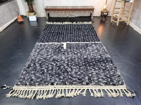 AIZAH-Black & White Moroccan Rug-Custom Beni Ourain Dotted Rug