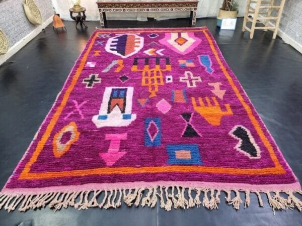 Salma – Vibrant Purple Berber Rug - Abstract Tribal Design