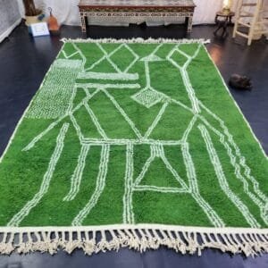 Ikram – Emerald Green Moroccan Rug – Handwoven Elegance