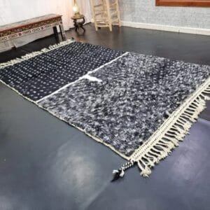 AIZAH-Black & White Moroccan Rug-Custom Beni Ourain Dotted Rug