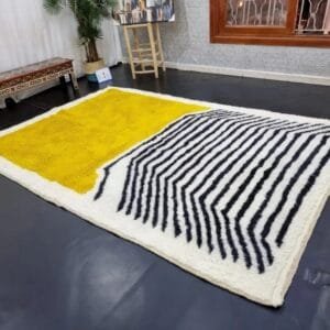 Maha – Modern Abstract Rug - Yellow and Black Stripes