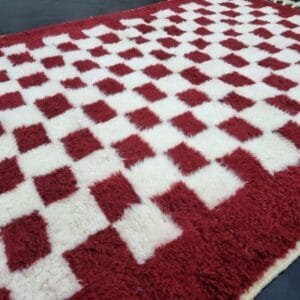 Zahra – Bold Red Moroccan Carpet - Classic Checkered