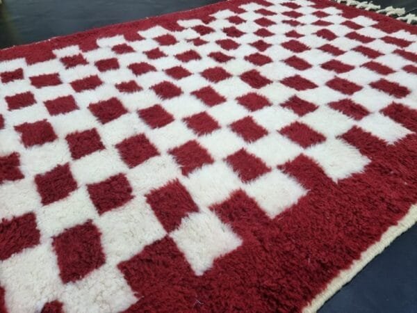 Zahra – Bold Red Moroccan Carpet - Classic Checkered