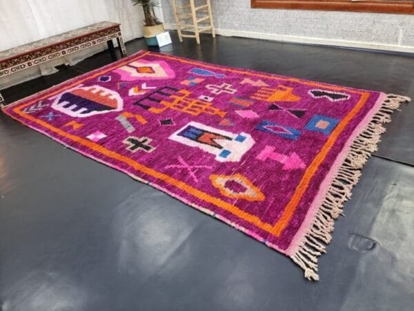 Salma – Vibrant Purple Berber Rug - Abstract Tribal Design