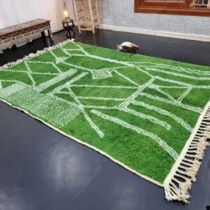 Ikram – Emerald Green Moroccan Rug – Handwoven Elegance