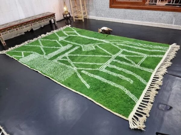 Ikram – Emerald Green Moroccan Rug – Handwoven Elegance