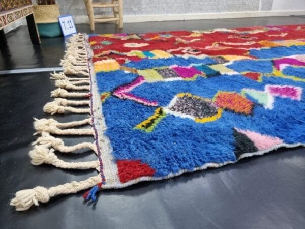 Tiziri – Red and Blue Moroccan Rug - Colorful Berber Artistry