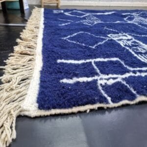 Zina– Indigo Moroccan Rug with White Berber Symbols