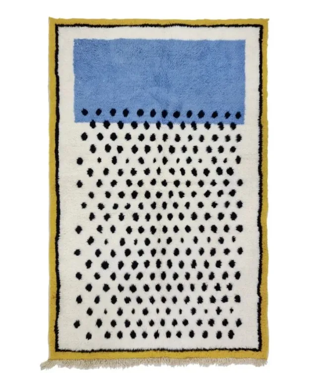 Aziza – Blue and Yellow Moroccan Rug – Modern Design