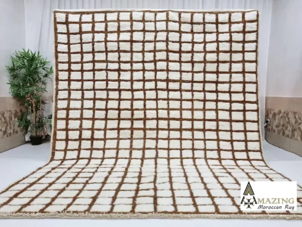 Aicha – Brown and White Beni Ourain Rug – Timeless Style