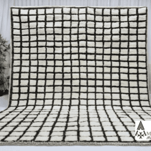 Naima – Black and White Beni Ourain Rug – Modern Elegance