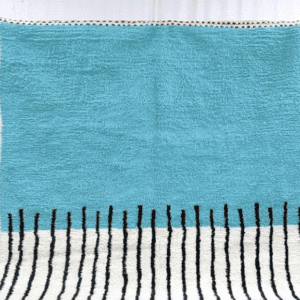 Kenza – Turquoise Moroccan Rug – Handwoven with Bold Stripes