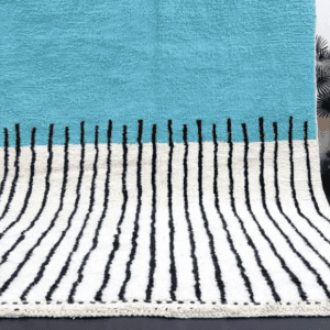 Kenza – Turquoise Moroccan Rug – Handwoven with Bold Stripes