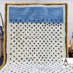 Eman – Vibrant Blue Moroccan Rug – Dots and Edgy Borders