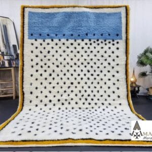 Eman – Vibrant Blue Moroccan Rug – Dots and Edgy Borders
