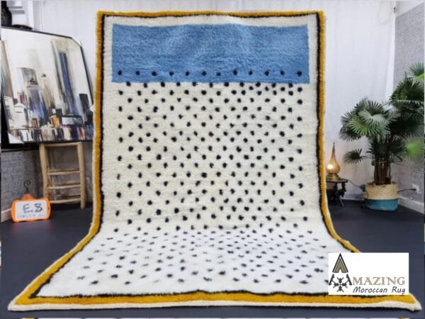 Eman – Vibrant Blue Moroccan Rug – Dots and Edgy Borders