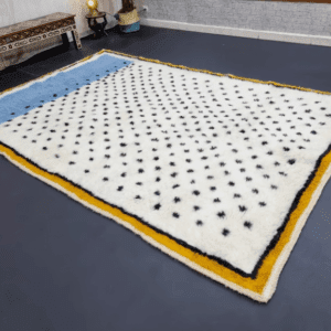 Eman – Vibrant Blue Moroccan Rug – Dots and Edgy Borders