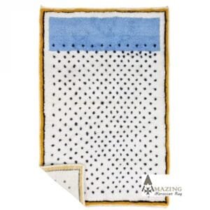 Eman – Vibrant Blue Moroccan Rug – Dots and Edgy Borders