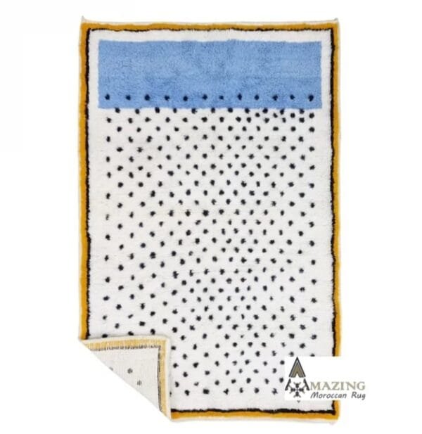 Eman – Vibrant Blue Moroccan Rug – Dots and Edgy Borders