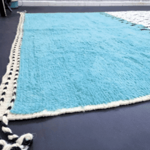 Kenza – Turquoise Moroccan Rug – Handwoven with Bold Stripes