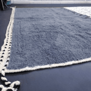Souad – Linear Moroccan Carpet - Blue and White Elegance