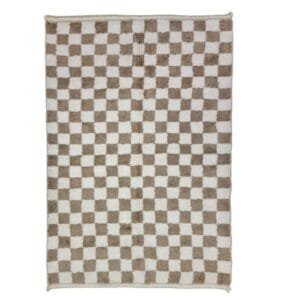 Hiba – Beige and White Checkered Moroccan Rug